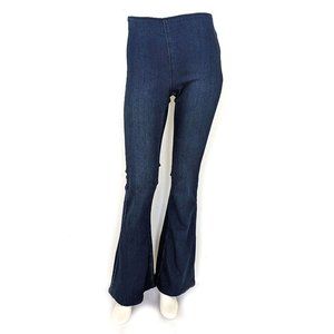 Free People We the Free Penny Pull On Mid Rise Flare Leg Dark Rinse Denim Jeggin